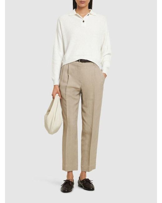 Brunello Cucinelli Natural Belt-Loop Casual Pants