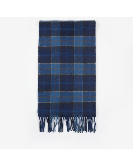 Barbour Blue Plaid Wool Scarf for men
