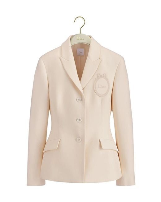 Dior Natural Christian Logo Patch Single-Breasted Blazer