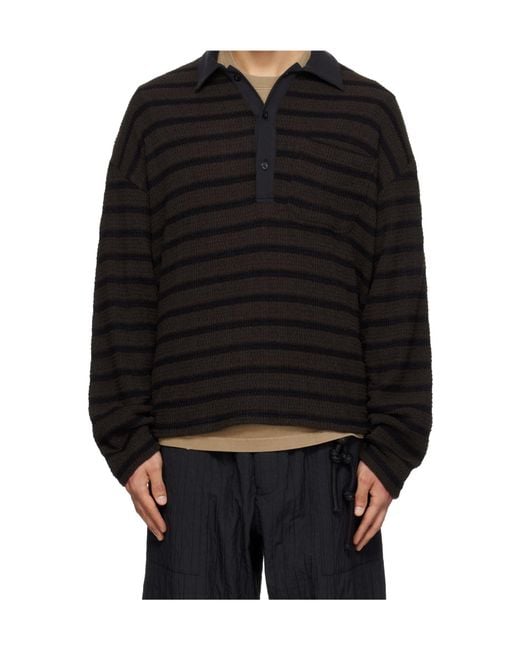Song For The Mute Black Piano Knit L/S Polo for men