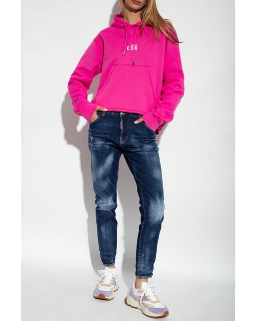 DSquared² Blue Bleached-Effect Straight-Leg Skinny Jeans