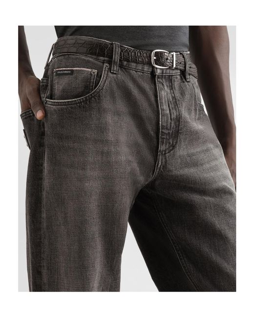 Dolce & Gabbana Gray Denim Trousers for men