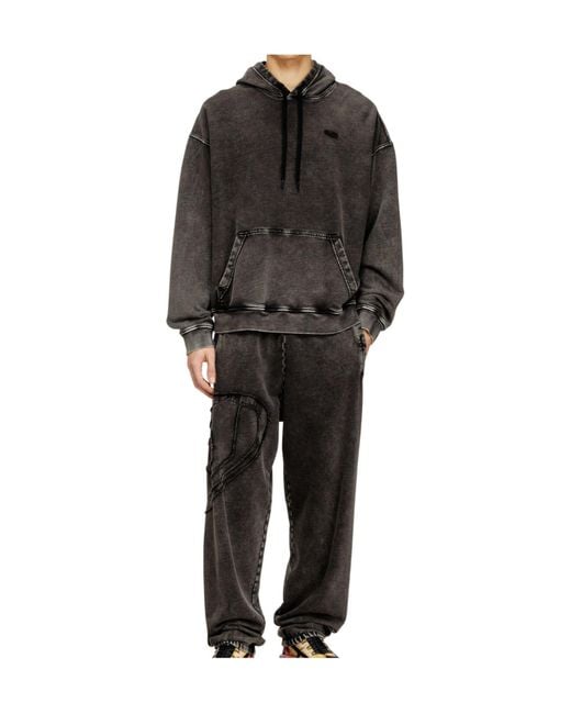 DIESEL Black Minimalist Versatile Hoodie for men