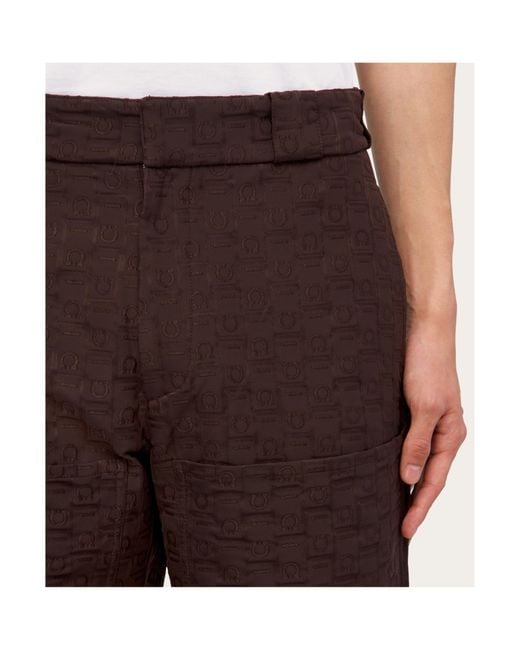 Ferragamo Brown Monogram Pants for men
