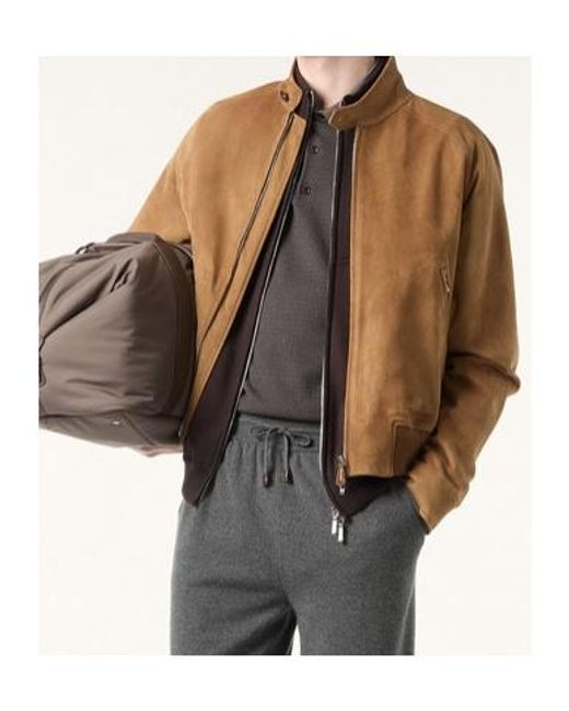 Loro Piana Brown Bomber Zip-Fastening Jacket for men