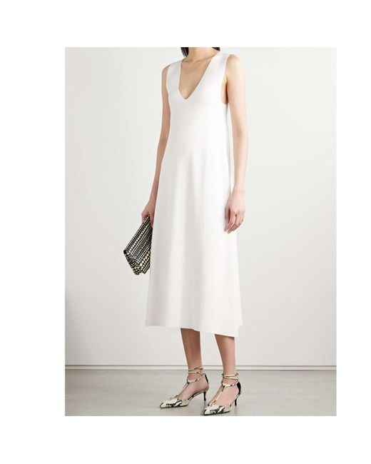 Khaite White Keran Stretch-Knit Midi Dress