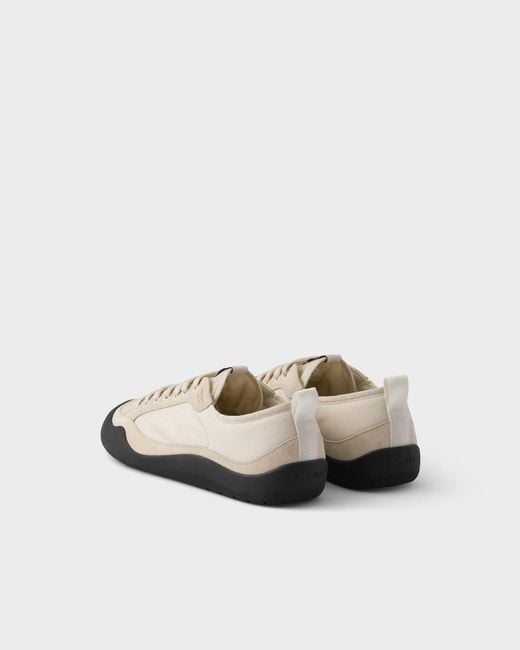 Prada White Speedrock Re-Nylon And Suede Sneakers for men