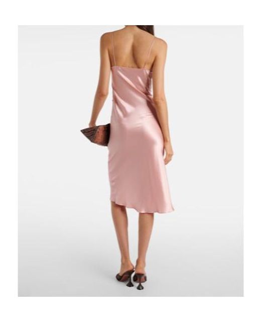Rodarte Pink Ruched Silk Crêpe Midi Dress