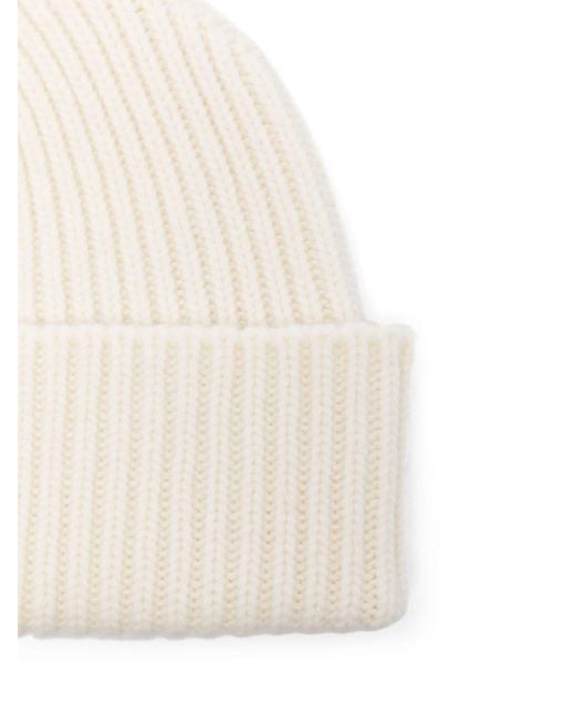 Givenchy White Ribbed-Knit Beanie Hat