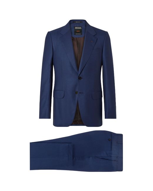 Zegna Blue Centoventimila Checked Wool Suit for men