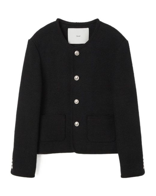 DUNST Black Embroidered Trim Crew Neck Jacket for men