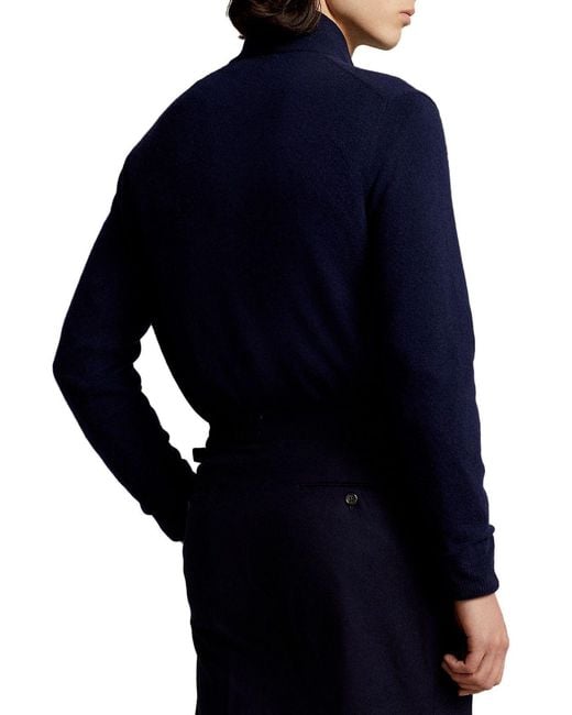 Polo Ralph Lauren Blue Pony Embroidered Half-Zipped Jumper for men