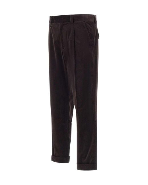 Paolo Pecora Black Stretch Velvet Pants for men