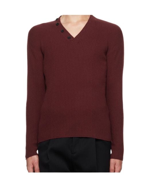 Lanvin Red V-Neck Sweater for men