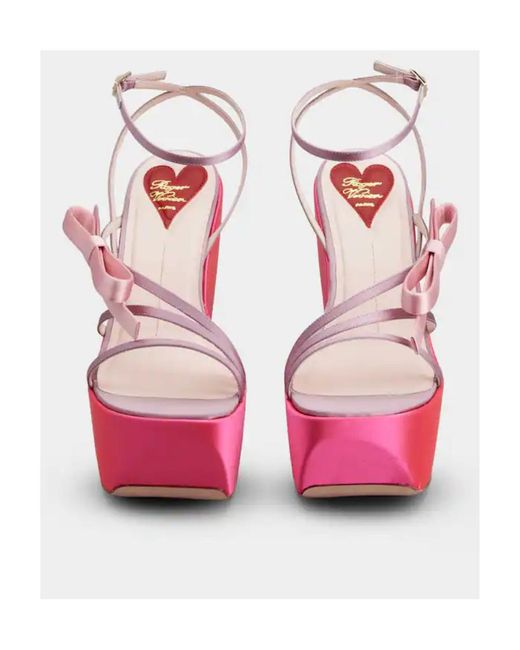 Roger Vivier Pink Bow Detailed Wedge Sandals