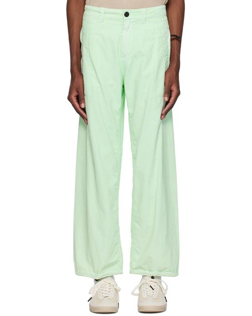 Stone Island Green Straight-Leg Cotton Trousers for men