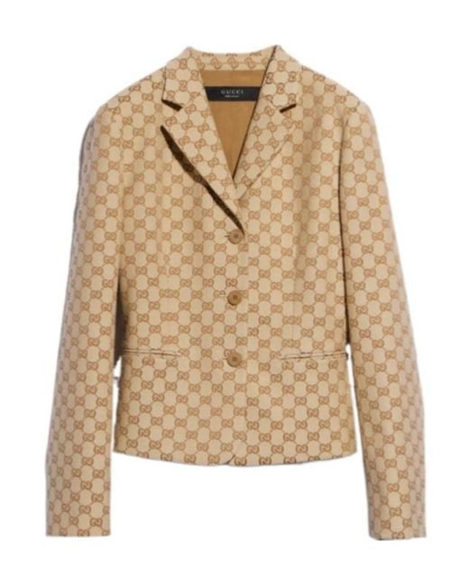 Gucci Natural Gg Cotton Canvas Jacket