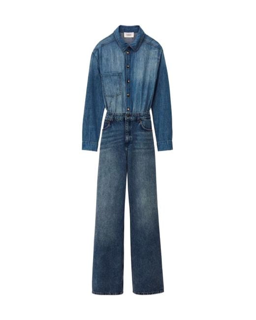 Ba&sh Blue Long-Sleeved Denim Jumpsuit