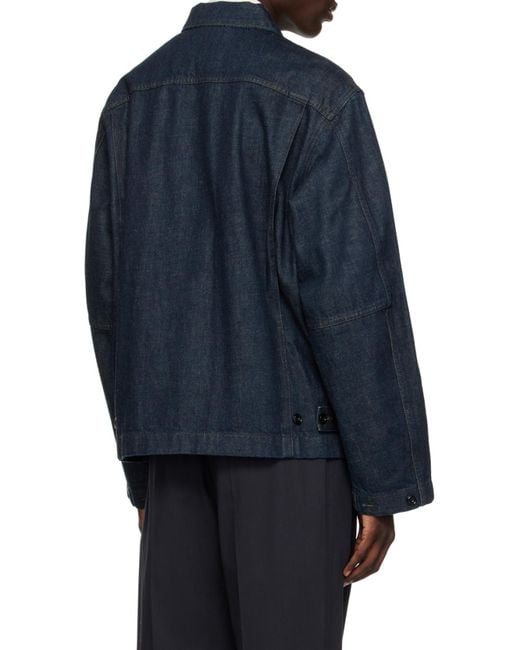 Lemaire Blue Boxy Collared Button-Up Denim Jacket