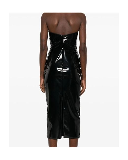 Oseree Black Strapless Midi Dress