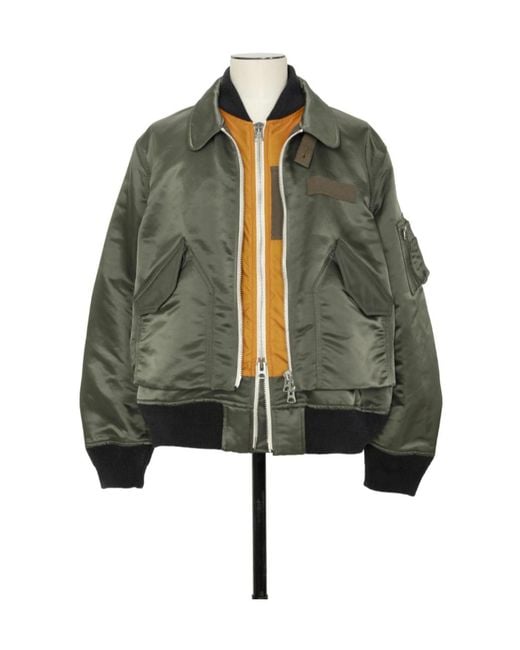 Sacai Green Cotton Nylon Twill Blouson for men