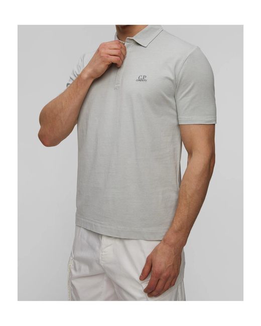 C P Company Gray 1020 Jersey Logo Polo for men