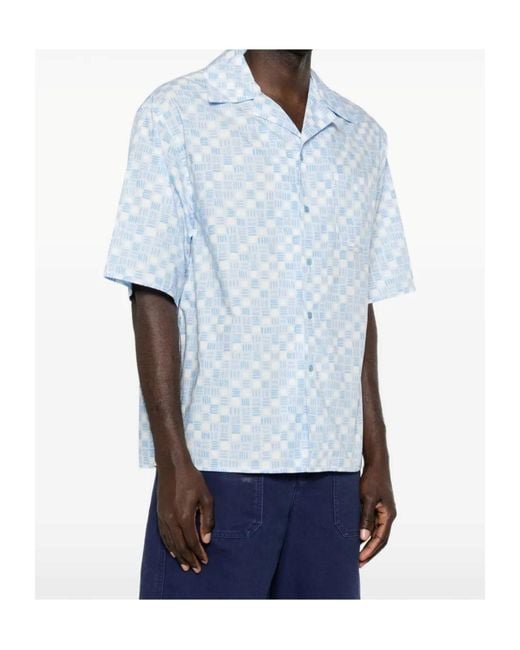 Marni Blue Printed Short Sleeved Shirt for men