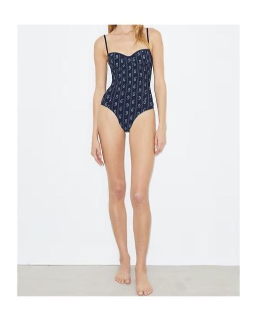 Tory Burch Blue Printed Underwire Swimsuit