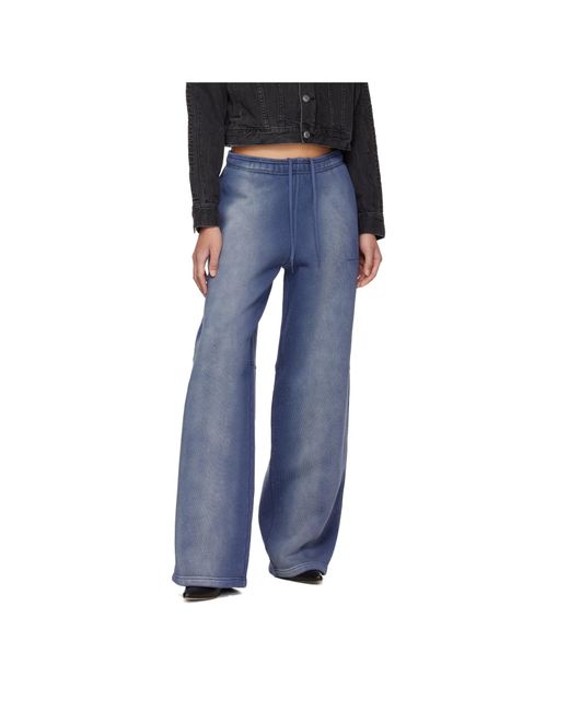 Alexander Wang Blue Allover Hotfix Mid-Rise Sweatpants
