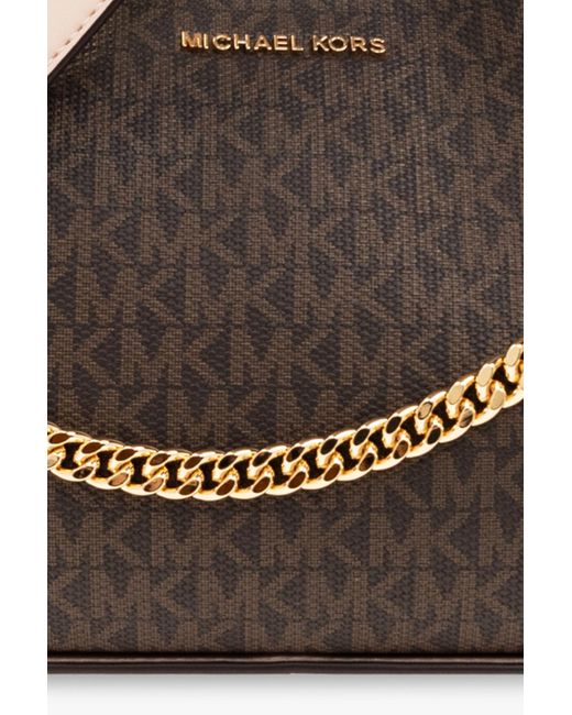 Michael Kors Brown Monogram-Pattern Satchel Bag