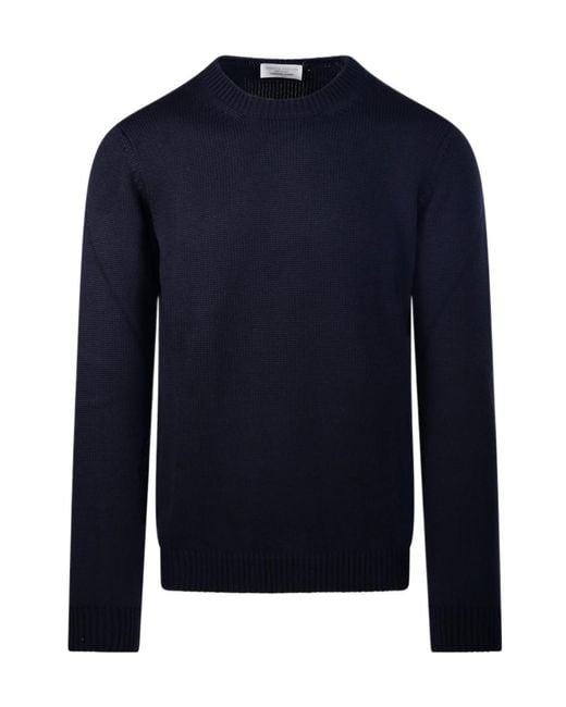 Roberto Collina Blue Crew-Neck Knitted Sweater for men