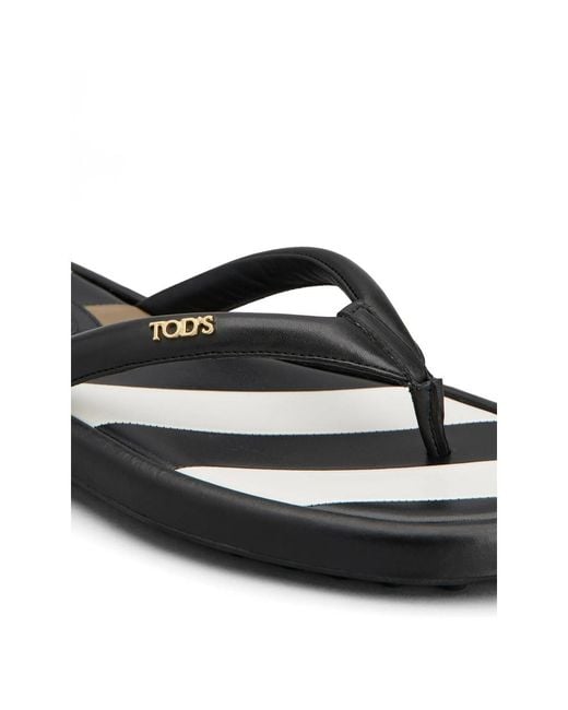 Tod's Black Gomma 70L Logo Flip-Flops
