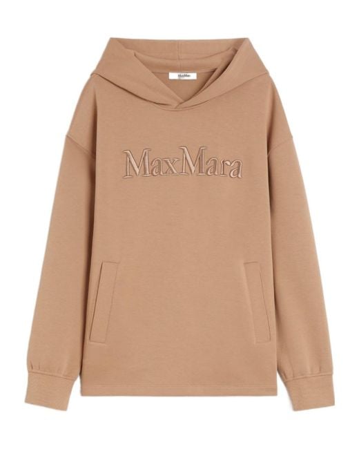 Max Mara Natural Visiera Logo Embroidered Hoodie