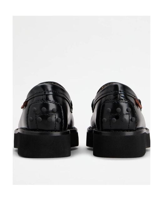 Tod's Black Penny-Slot Round Toe Loafers