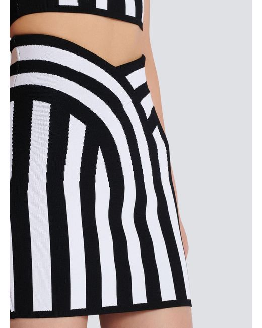 Balmain Black Figure-Hugging Knitted Mini Skirt