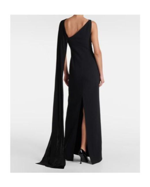 David Koma Black Draped Jersey And Tulle Gown