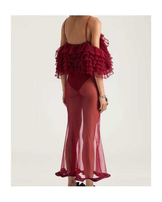 Givenchy Red Long Ruffled Dress