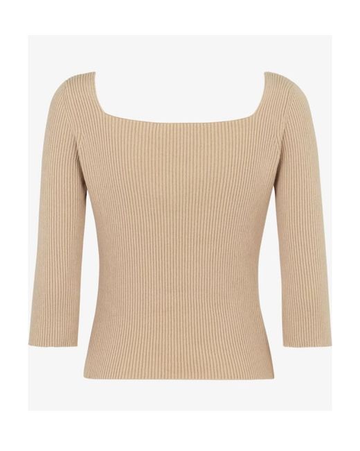 Fendi Natural Square Neck Ribbed Top
