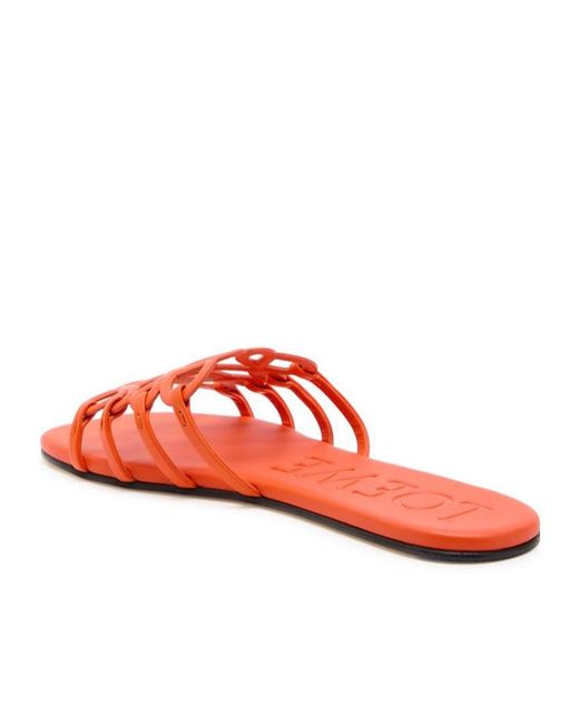 Loewe Red Petal Anagram Leather Sliders