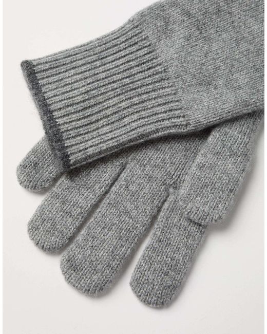 Brunello Cucinelli Gray Ribbed-Knit Cashmere Gloves for men