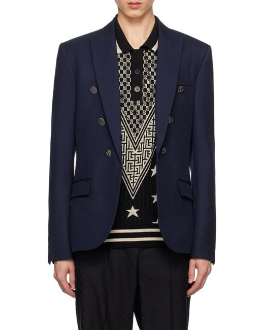 Balmain Blue Paris Blazer for men