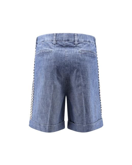 Valentino Blue Turn-Up Hem Denim Shorts for men