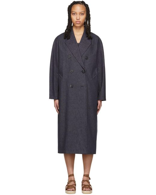 Max Mara Blue Denim Logo Coat