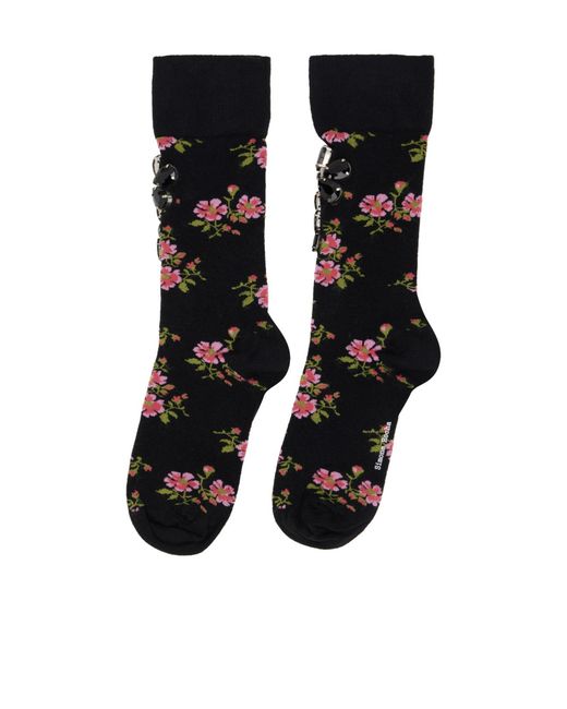 Simone Rocha Black Jacquard Decorative Socks