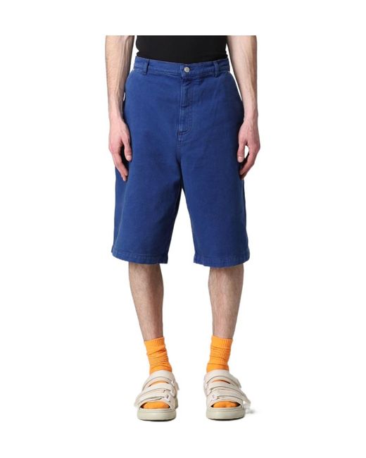 KENZO Blue Logo-Patch Denim Bermuda Shorts for men