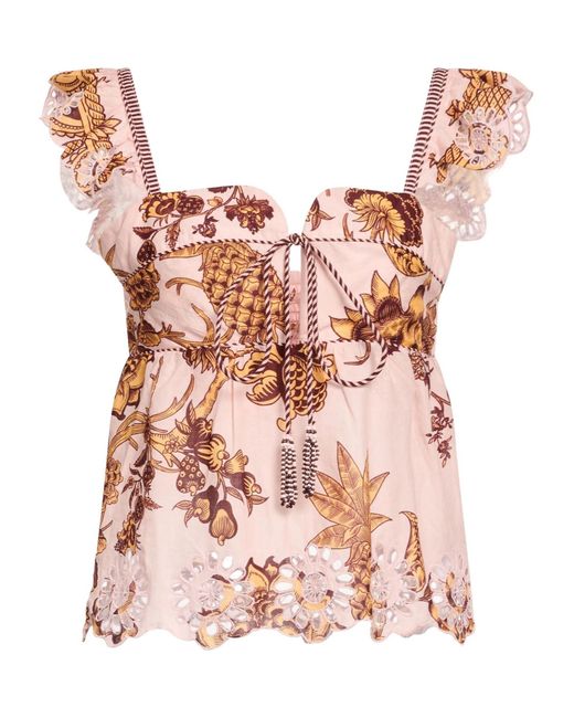 Farm Rio Pink Sleeveless Floral Top
