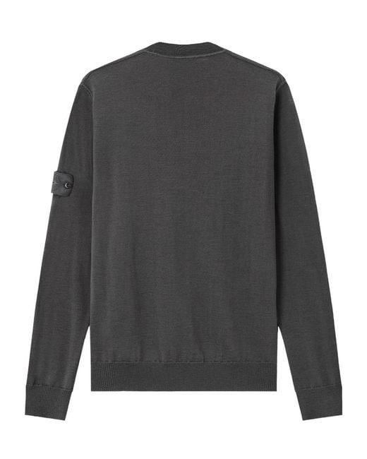 Stone Island Gray Compass Patch Crewneck Jumper for men