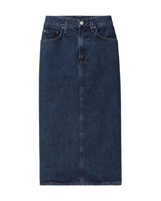 Goldsign Blue Mid-Length Denim Midi Skirt