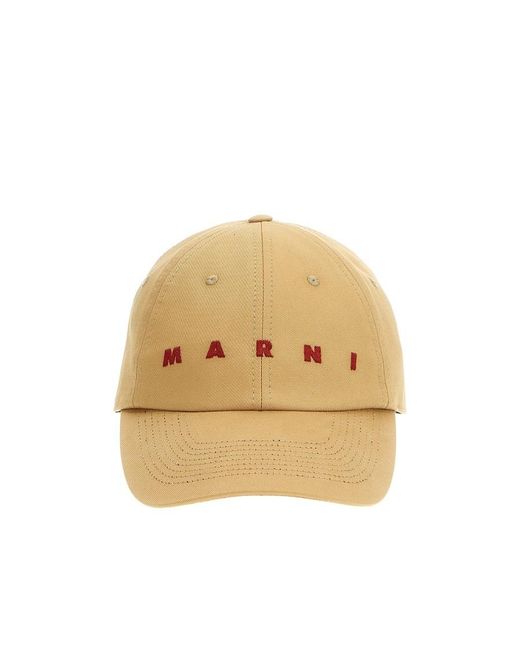 Marni Natural Logo-Embroidered Curved Peak Baseball Cap for men