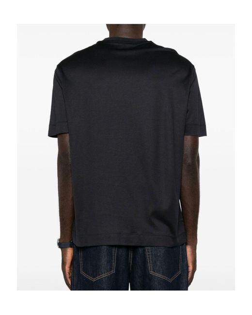 Emporio Armani Black Logo-Print Crew-Neck T-Shirt for men
